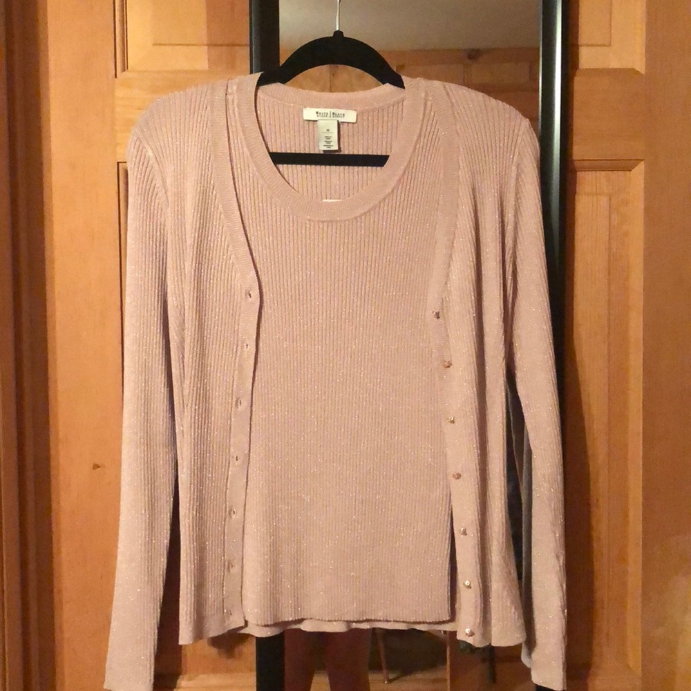 Pink sweater and cardigan